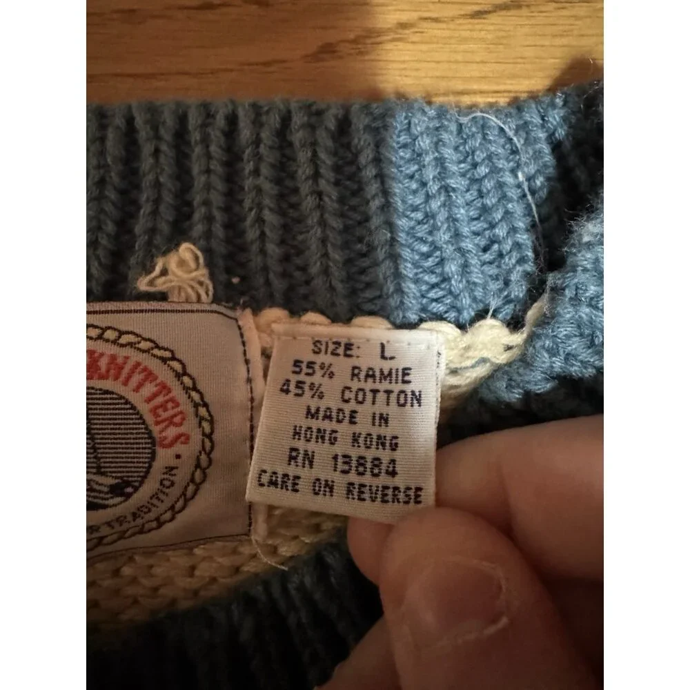 Cape‎ Isle Knitters Ski Argyle Diamond Sweater Size Large Cotton Blend Vintage